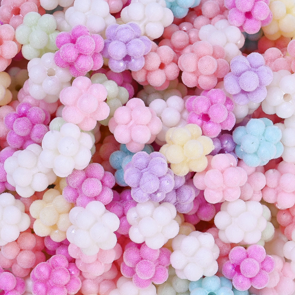 Macaron Color Flocked Flower Beads