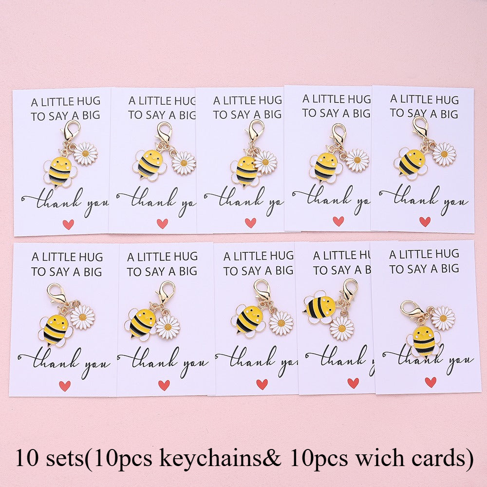 5/10-Set Bee & Daisy Flower Keychain Gift Set