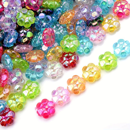 Multicolor AB Shiny Flower Acrylic Beads
