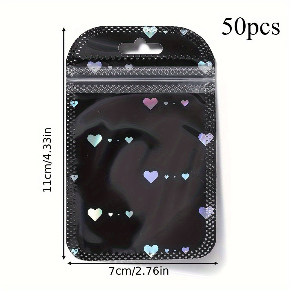 50-Piece Black & White Heart Jewelry Gift Bags