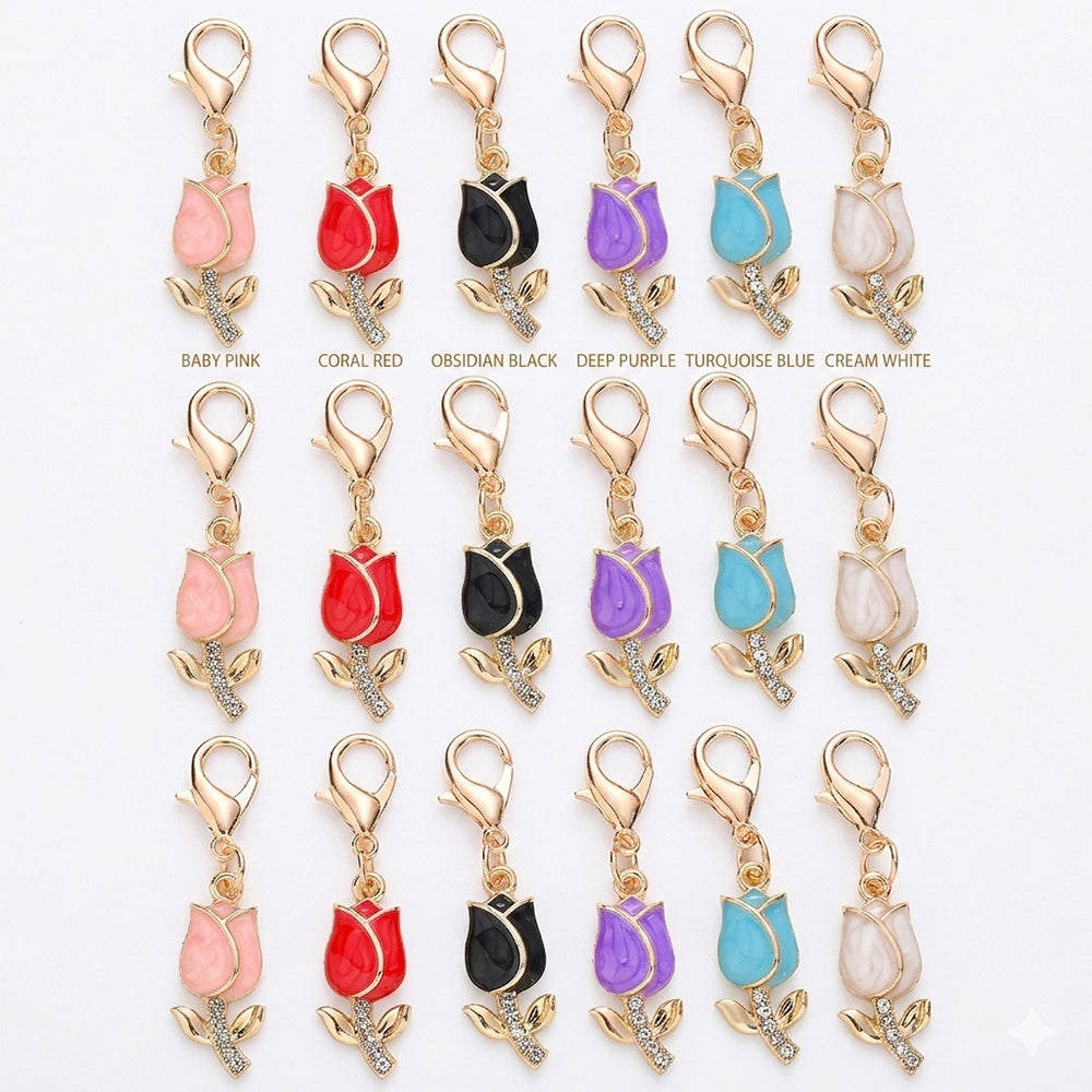 12PCS Sparkling Tulip Mini Keychain Set