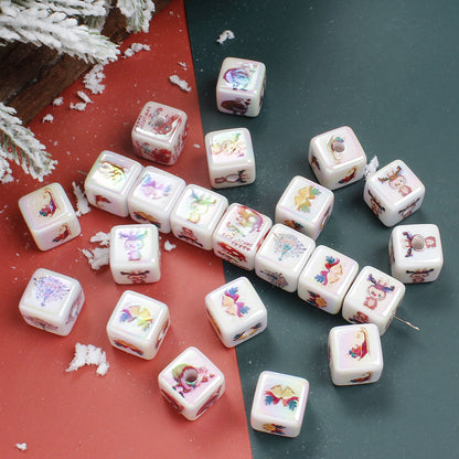 White Square Acrylic Beads