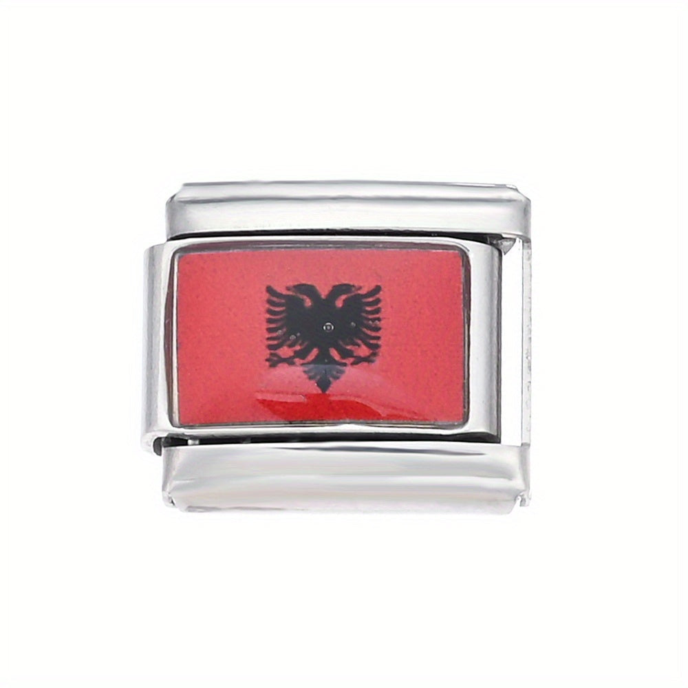 World Flag Alloy Bracelet Module
