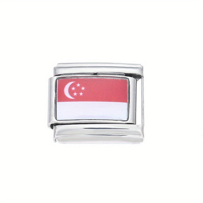 World Flag Alloy Bracelet Module
