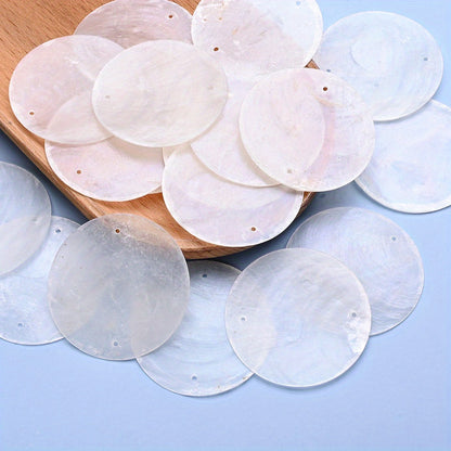 5 cm Large Round Natural Seashell Double-Hole Pendants