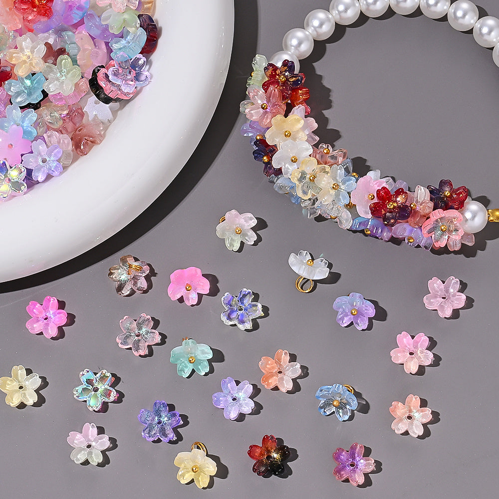 Gradient Sakura Glass Flower Beads