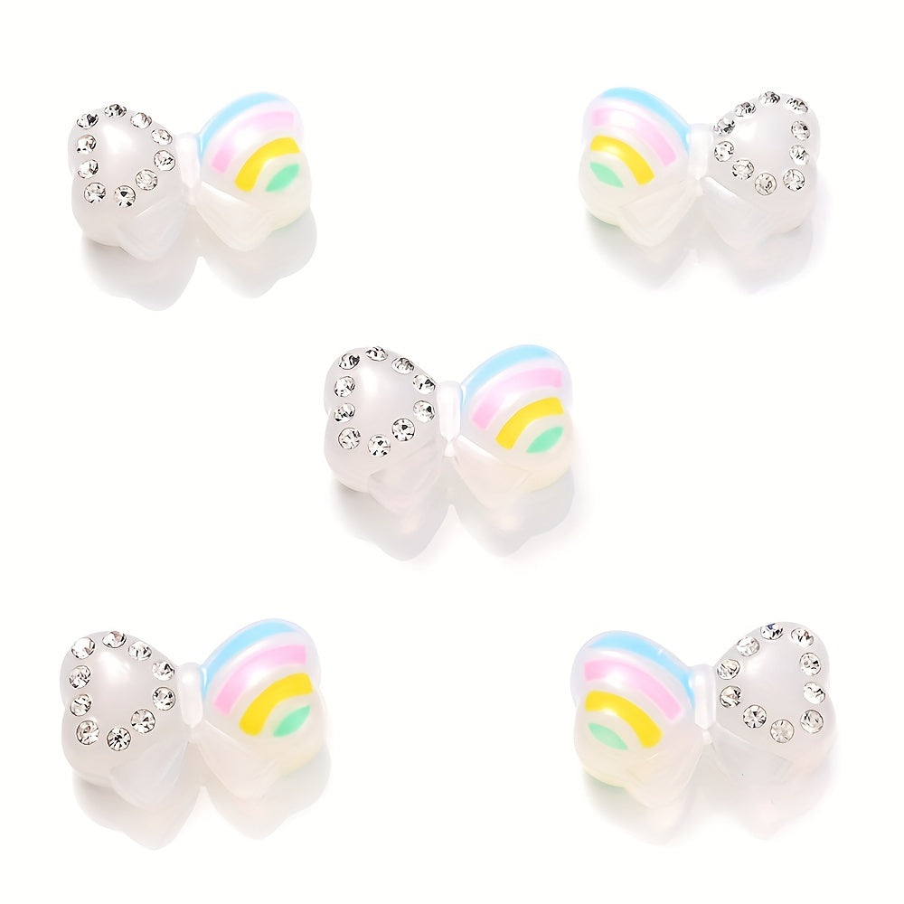 5PCS 16×24mm Luminous Bow Acrylic Bead Set