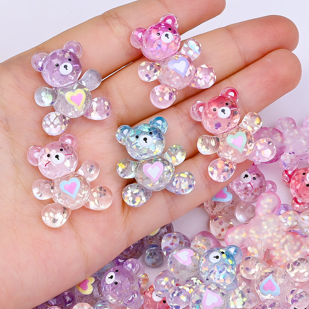 Shiny Bear Love Resin Patch Beads