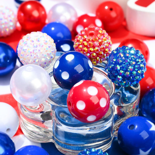 Patriotic Red White and Blue Acrylic Spacer Beads