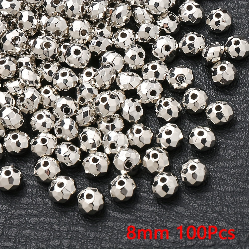 100PCS 8mm Faceted Ball Plastic Bead Set
