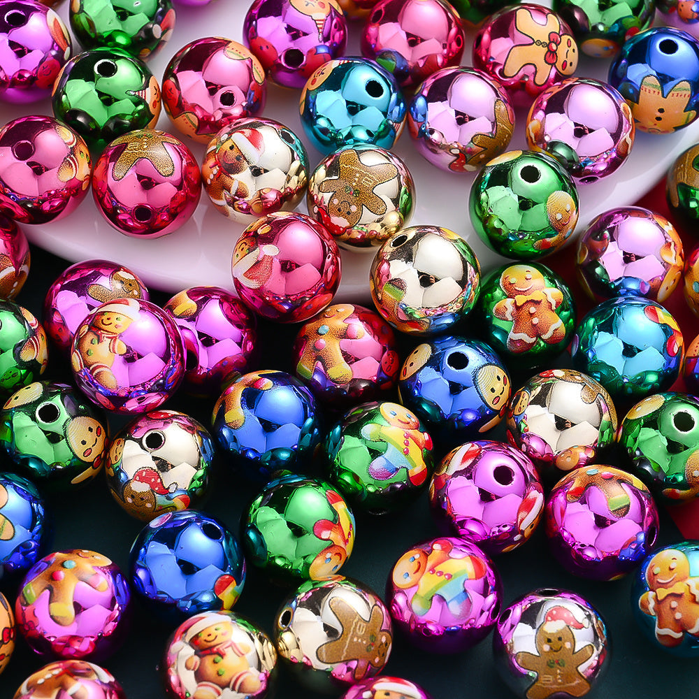 Christmas Gingerbread Man Acrylic Beads