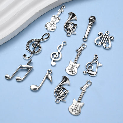 60-Piece Silver Musical Instrument & Music Note Charms