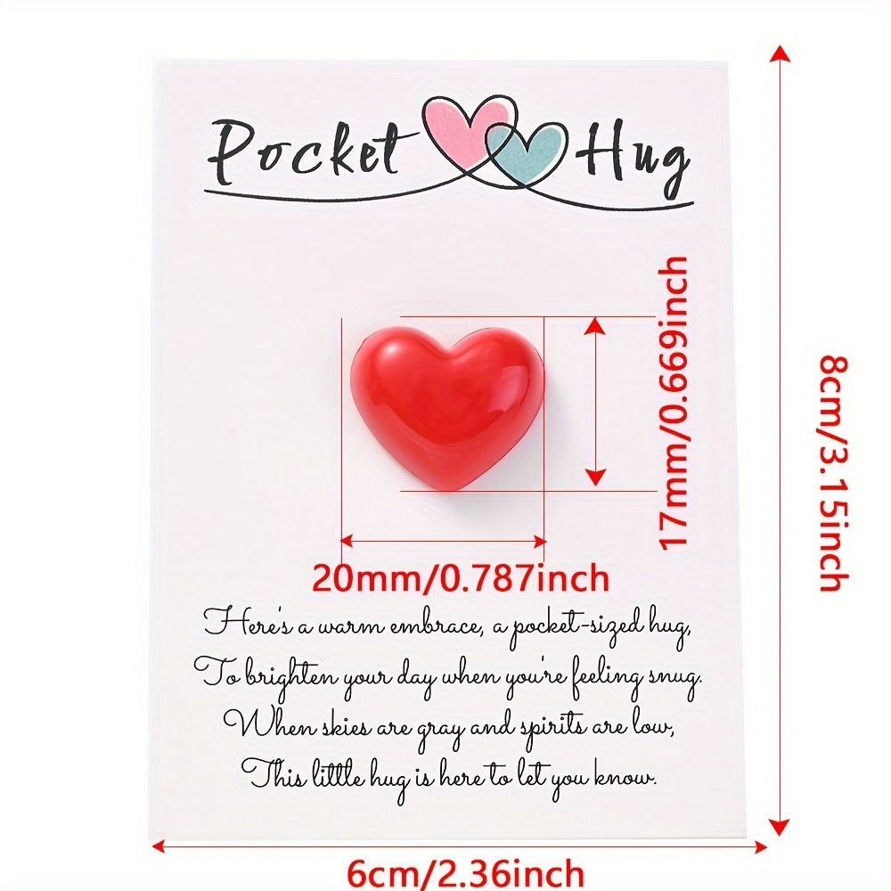 1PC Pocket Hug Poem Card with Resin Love Bead