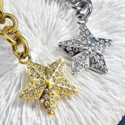 1PC Gold-Tone Rhinestone Star Keychain