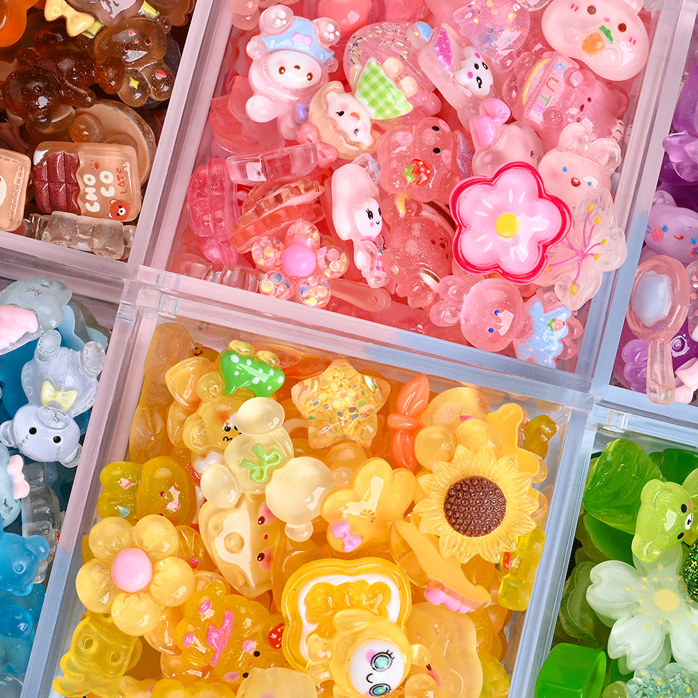 96pcs Rainbow Theme Acrylic Flatback Beads