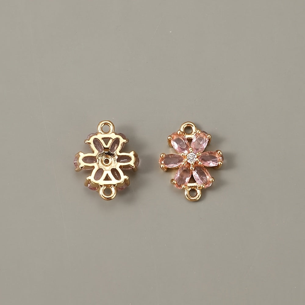 Glass Flower Rhinestone Connectors