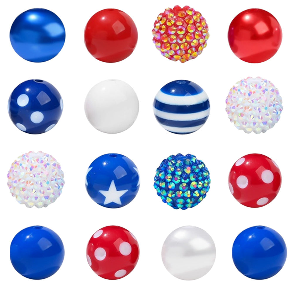 Patriotic Red White and Blue Acrylic Spacer Beads