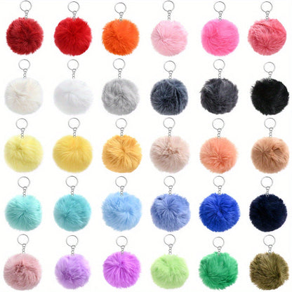 80-Piece Faux Fur Pom Pom Keychain Making Kit
