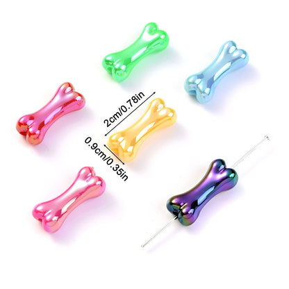 Colorful UV-Plated Bone-Shaped Acrylic Spacer Beads