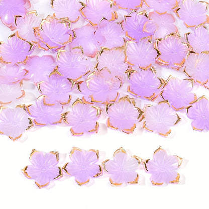 50PCS Gold-Edged Five-Petal Acrylic Flower Bead Set