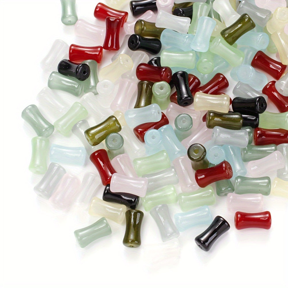 6x12mm 50pcs Mix Colors Coloured Glaze Bamboo Beads