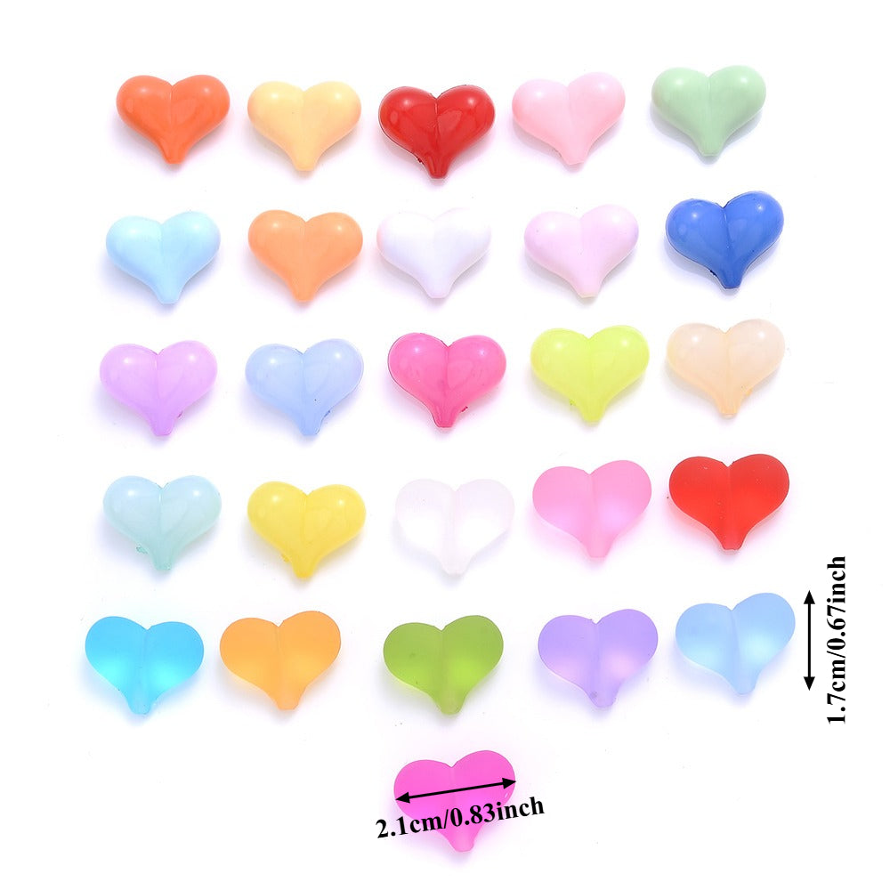 20PCS 17×21mm Multicolor Acrylic Heart Spacer Beads