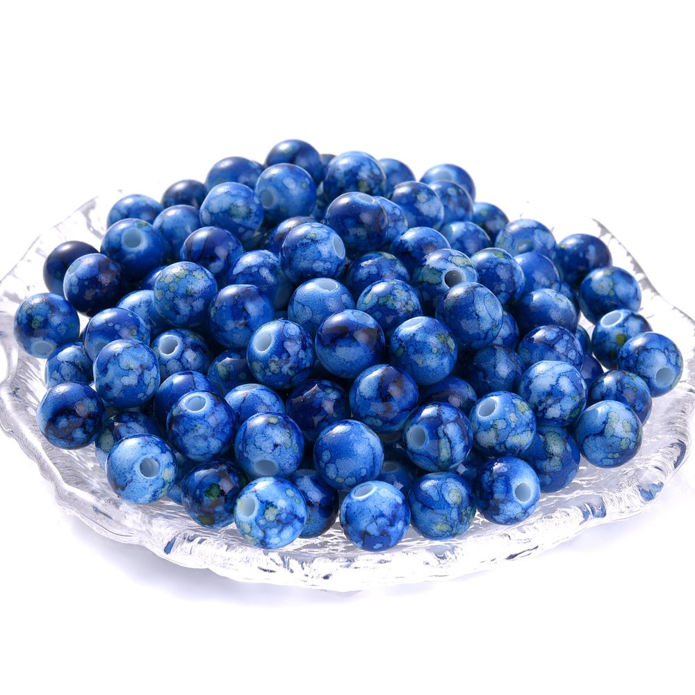 100pcs 8mm Cracked Acrylic Loose Spacer Beads