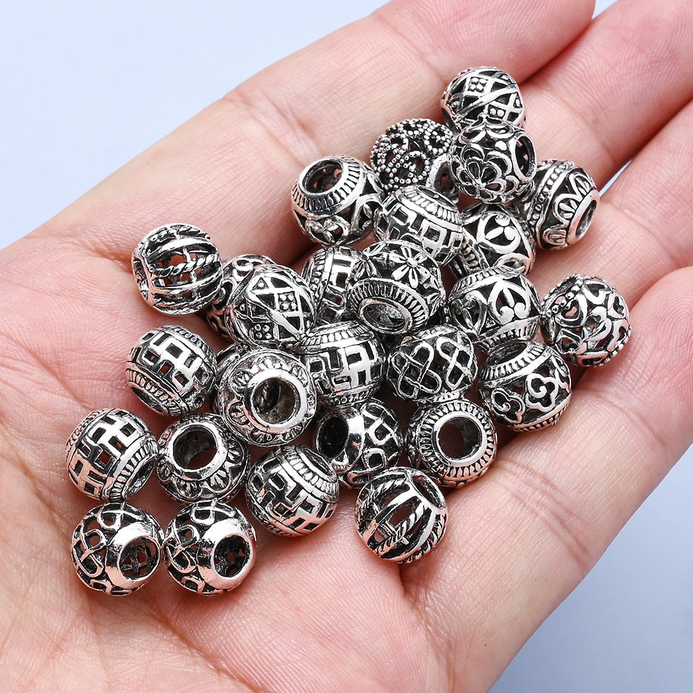 Retro Hollow Zinc Alloy Large Hole Spacer Beads