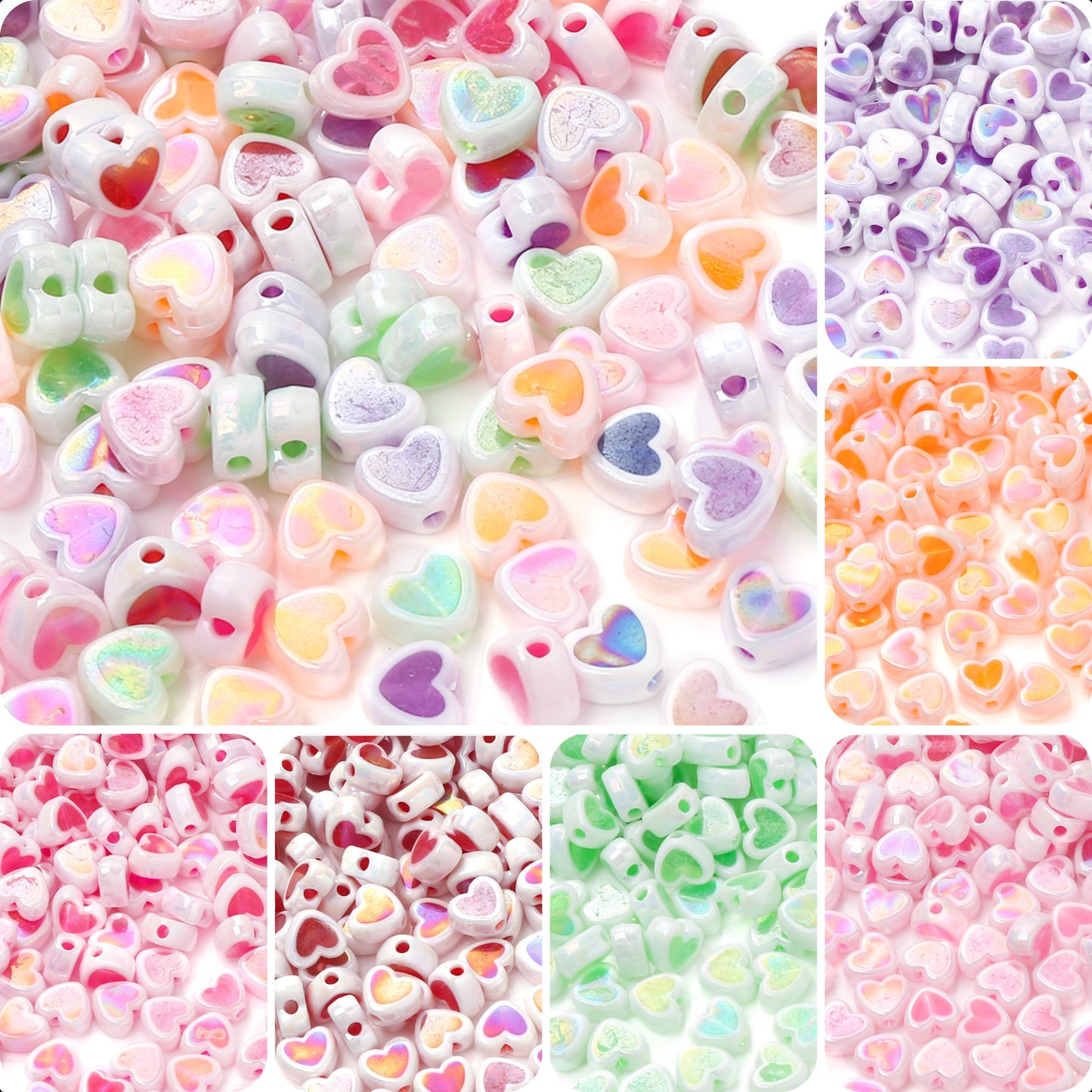Shiny Heart Acrylic Spacer Beads