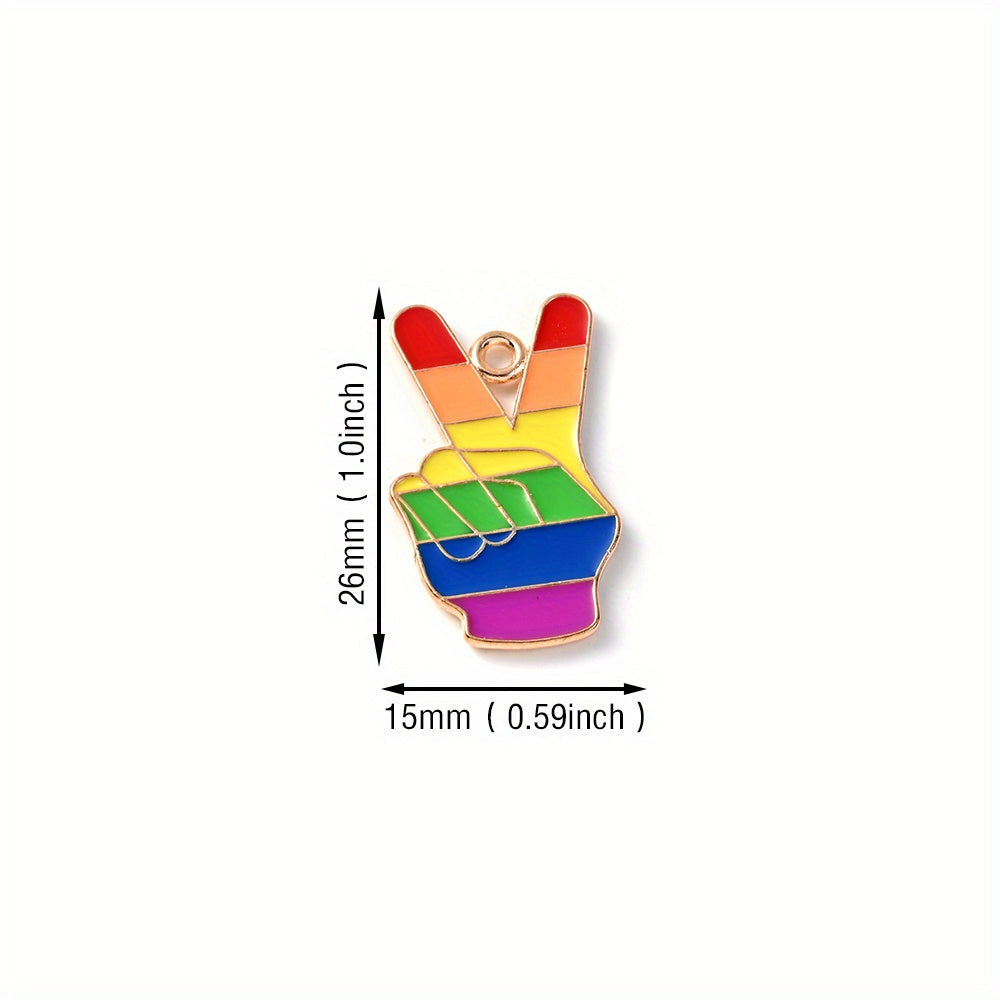 Rainbow Hand Love Alloy Pendants