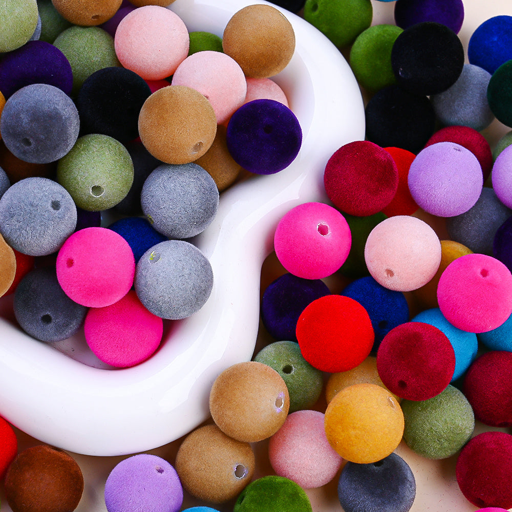 150pcs 16mm Winter Series Acrylic Flocking Beads