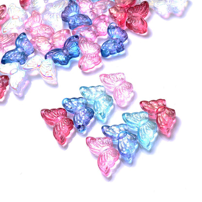 50pcs/set 8x15mm Colorful Transparent Butterfly Beads