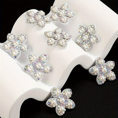 Pearl Rhinestone Flower Patches
