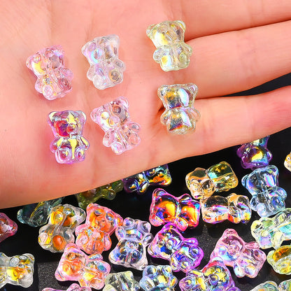 20PCS 15×12mm Transparent AB Bear Glass Spacer Beads