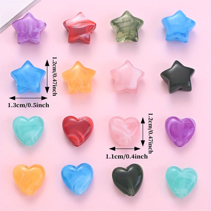 Stained Acrylic Star & Heart Beads
