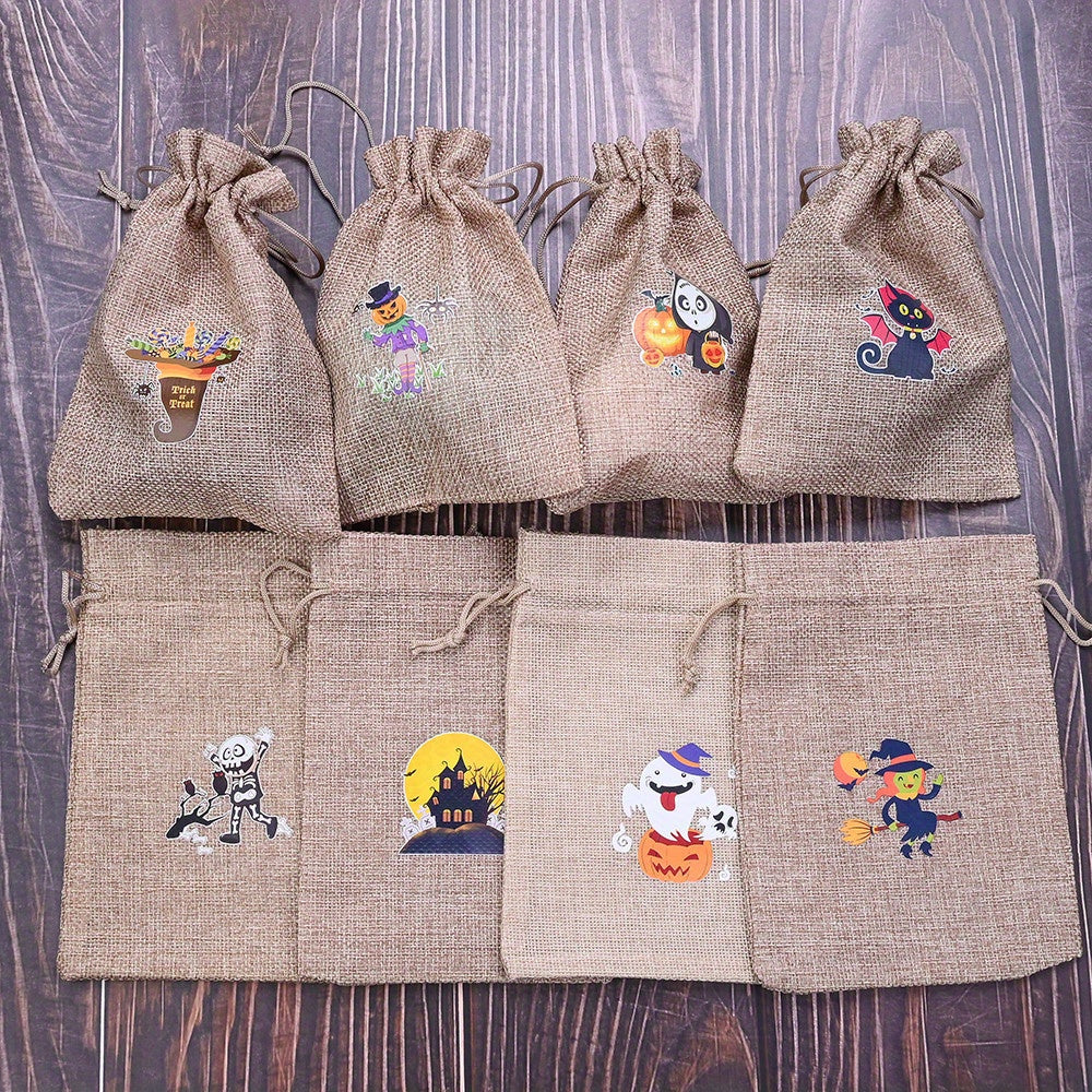 10PCS Reusable Halloween Drawstring Gift Bag Set