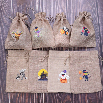 10PCS Reusable Halloween Drawstring Gift Bag Set