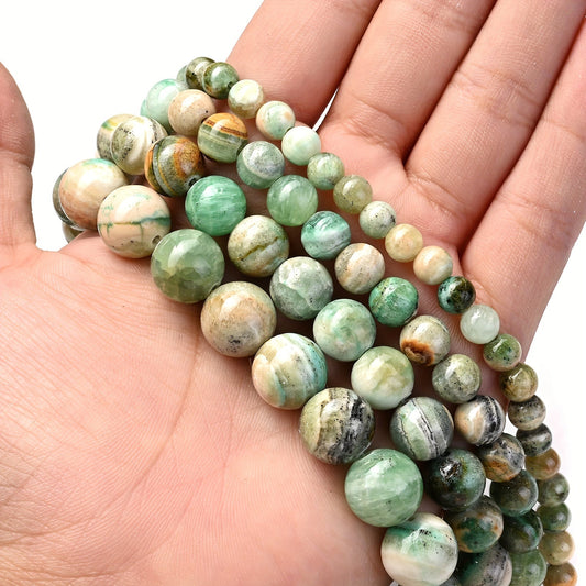 1 Strand 6/8/10/12mm Green Veined Stone Beads
