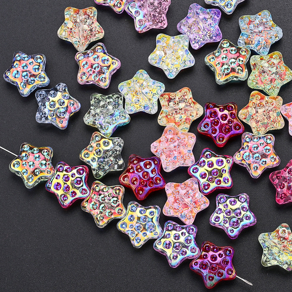 10PCS 18mm AB Shimmer Star Glass Bead Set