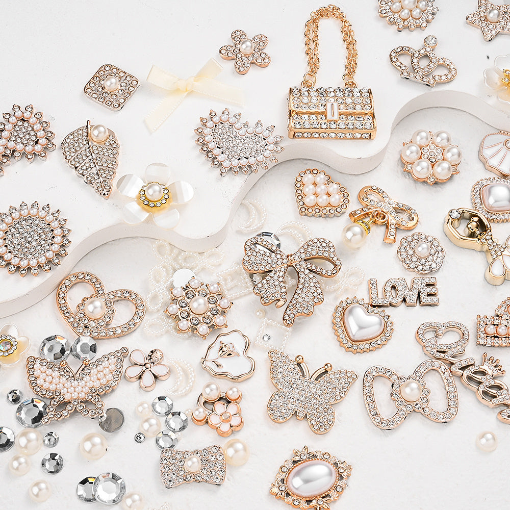 Mixed Pink Rhinestone Flatback Embellishment Set