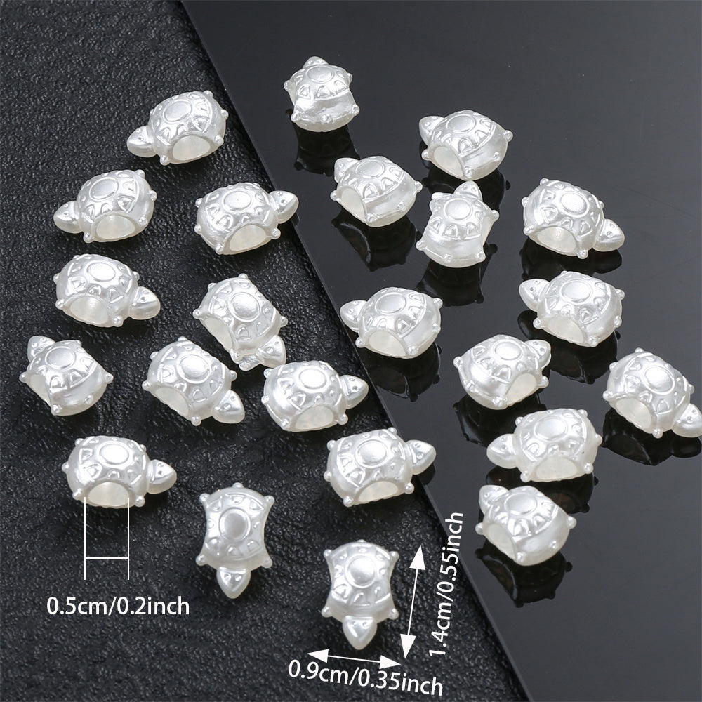 White Money Turtle Acrylic Beads