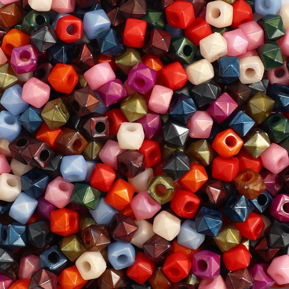 Mixed Color Square Polygonal Acrylic Beads