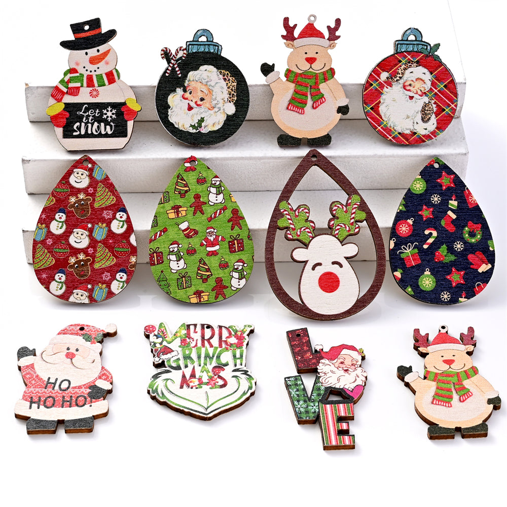 Christmas Painted Wooden Hanging Pendants