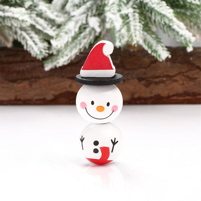 Vibrant Snowman Wooden Beads