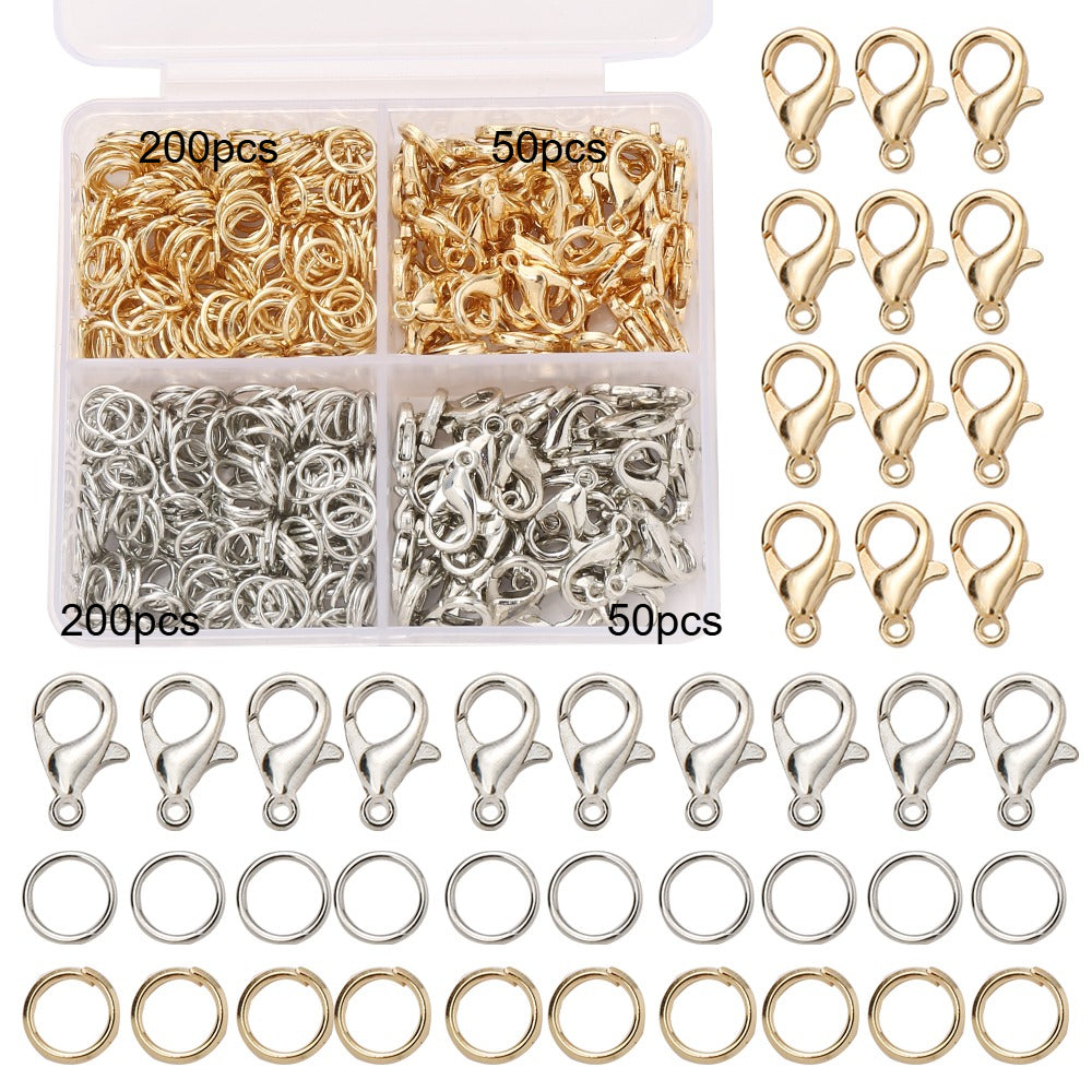 500PCS Gold & Silver Lobster Clasp and Open Jump Ring Set