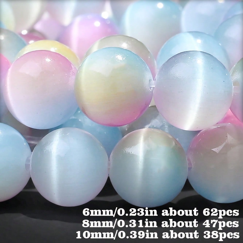 1 Strand 6/8/10mm Three Color Cat Eye Stone Beads