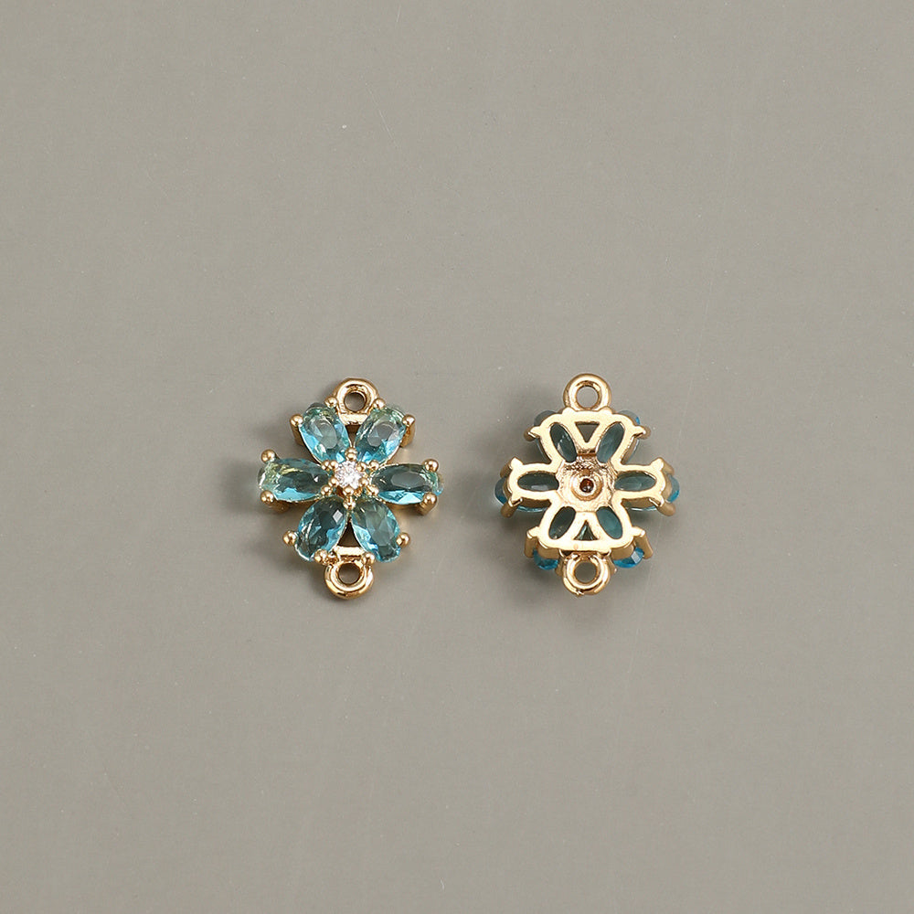 Glass Flower Rhinestone Connectors
