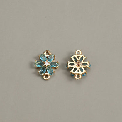 Glass Flower Rhinestone Connectors