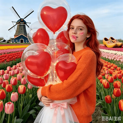 Bubble & Red Heart Balloon Set