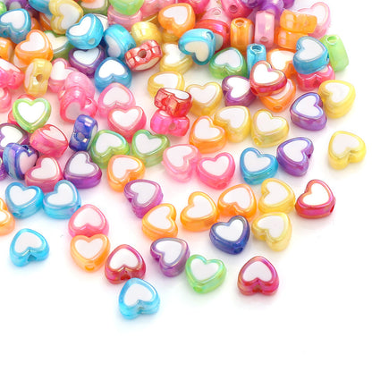 AB Mixed Color Heart Acrylic Beads